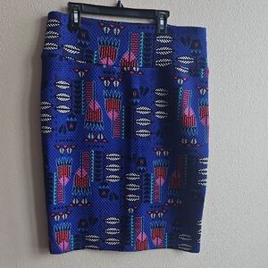 LuLaRoe Blue Geometric Print Pencil Skirt